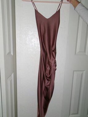 Satin Twist-Front Dress in Dusty Rose windsor